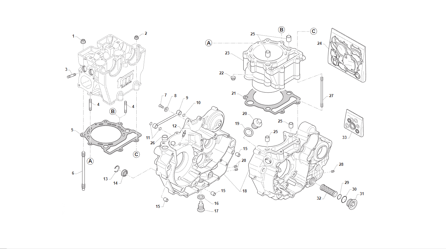 4T 450 FI EN/SMR DAL 2012 AL 2014 - MOTORE - BASAMENTO-CILINDRO
